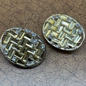 Gold and Silver Oval Earrings